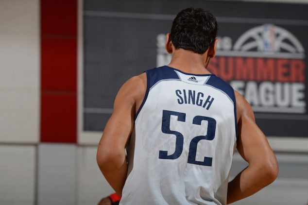 LAS VEGAS, NV - JULY 12: Satnam Singh #52 of the Dallas Mavericks looks on during a game against the Portland Trail Blazers on July 12, 2015 at The Cox Pavilion in Las Vegas, Nevada. NOTE TO USER: User expressly acknowledges and agrees that, by downloading and or using this Photograph, user is consenting to the terms and conditions of the Getty Images License Agreement. Mandatory Copyright Notice: Copyright 2015 NBAE (Photo by Garrett Ellwood/NBAE via Getty Images)