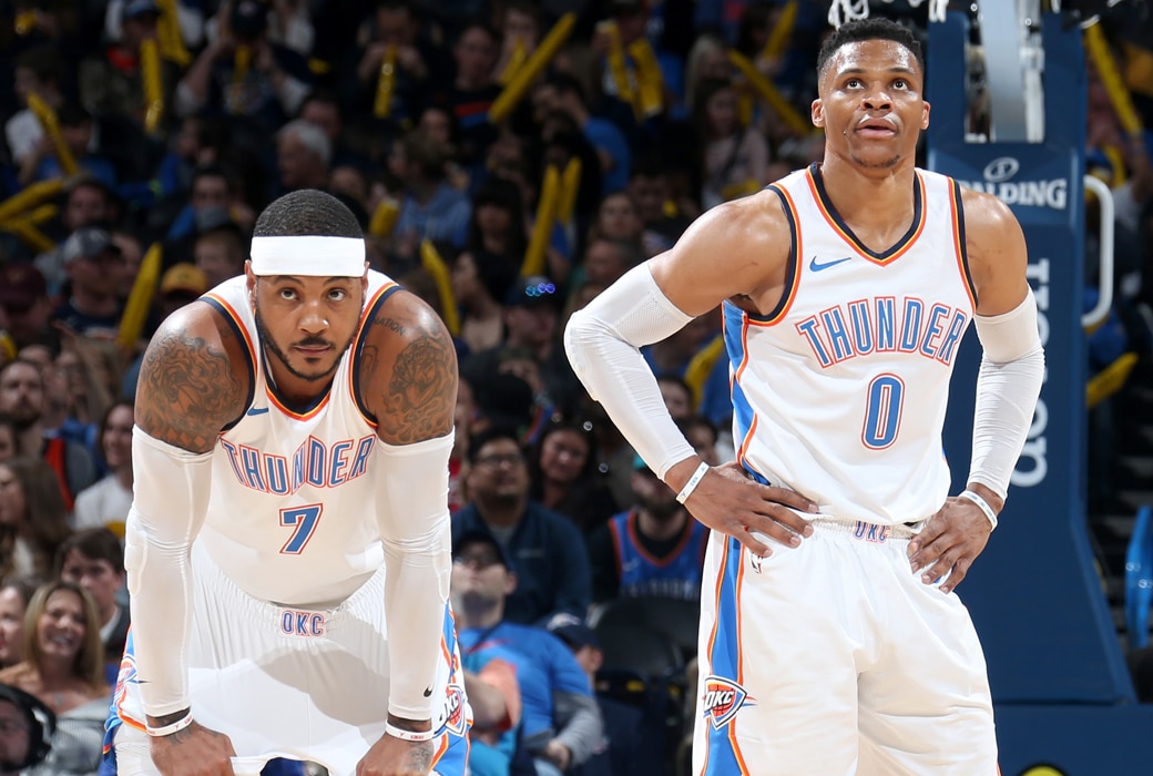 carmelo anthony russell westbrook steal rebounds