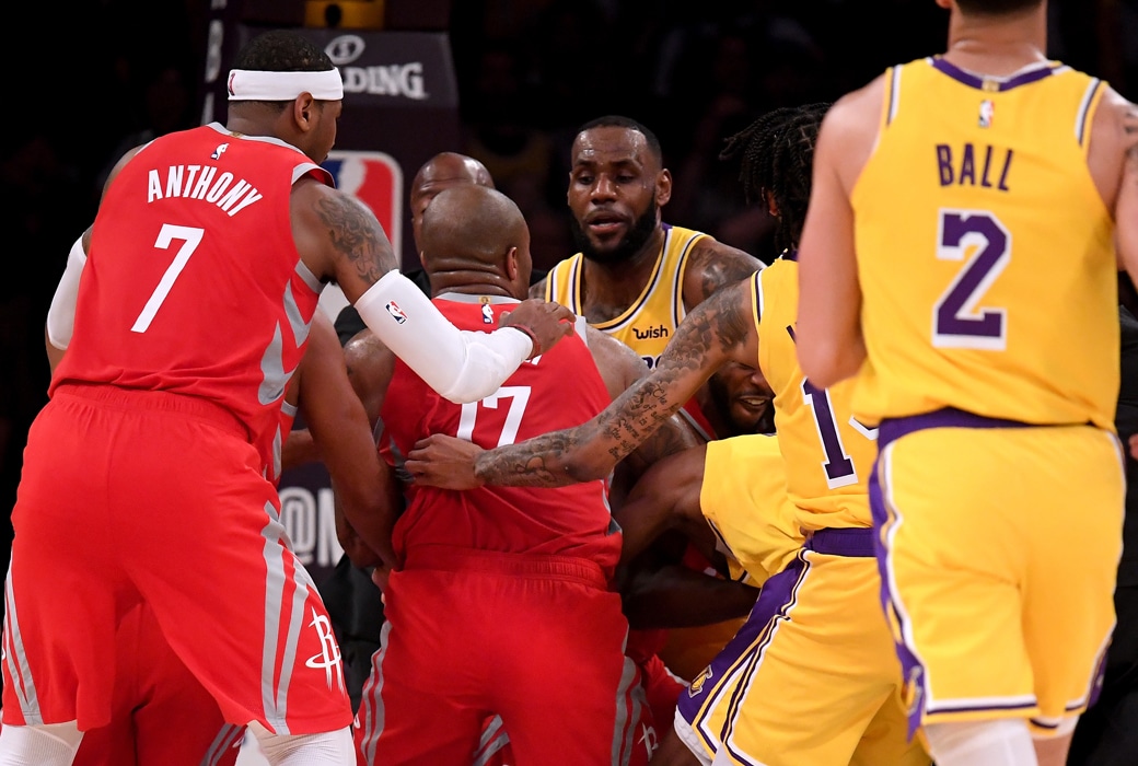 lakers rockets fight