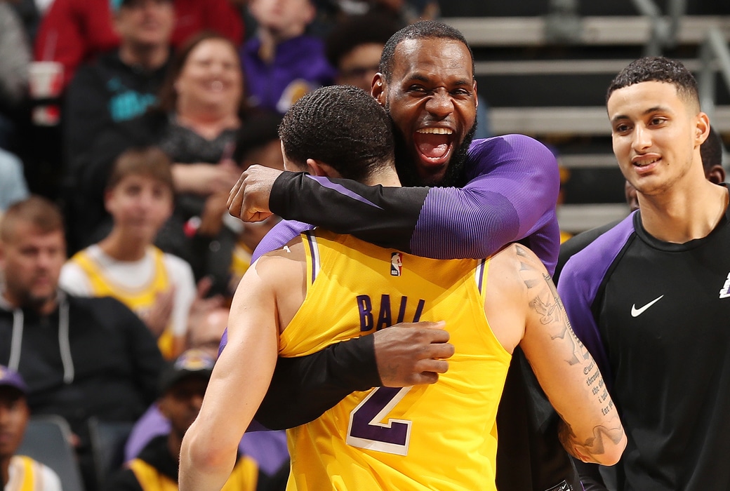 lebron lonzo triple-double post up