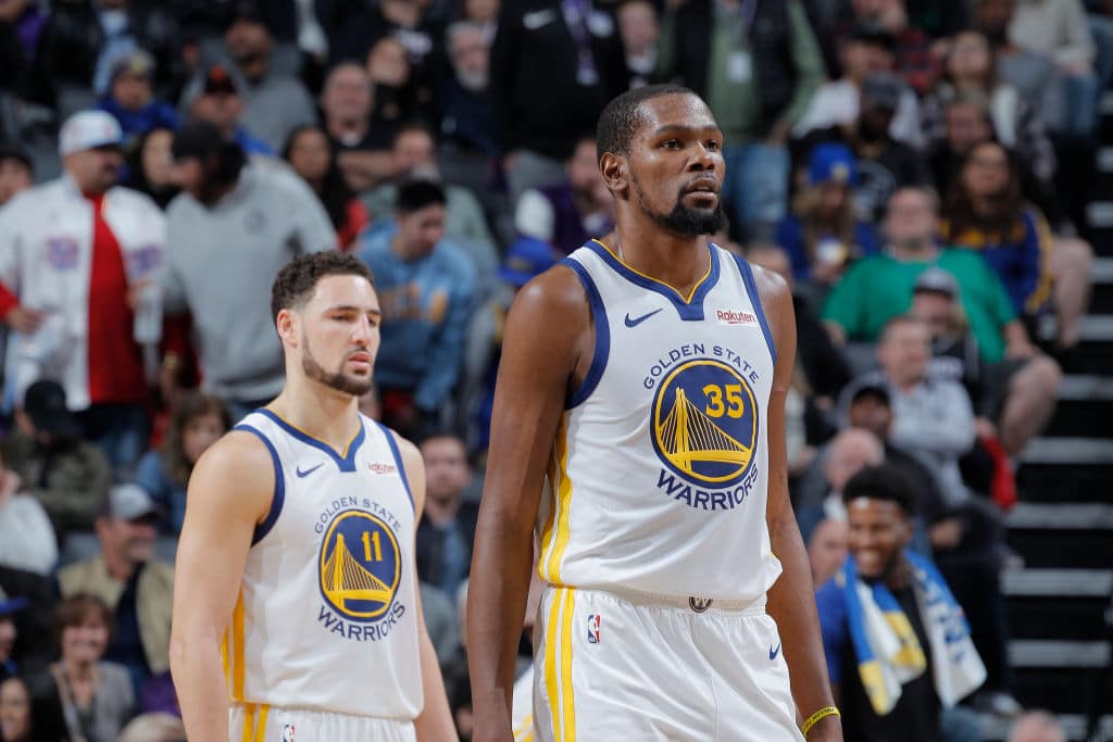 Kevin Durant, Klay Thompson of the Golden State Warriors
