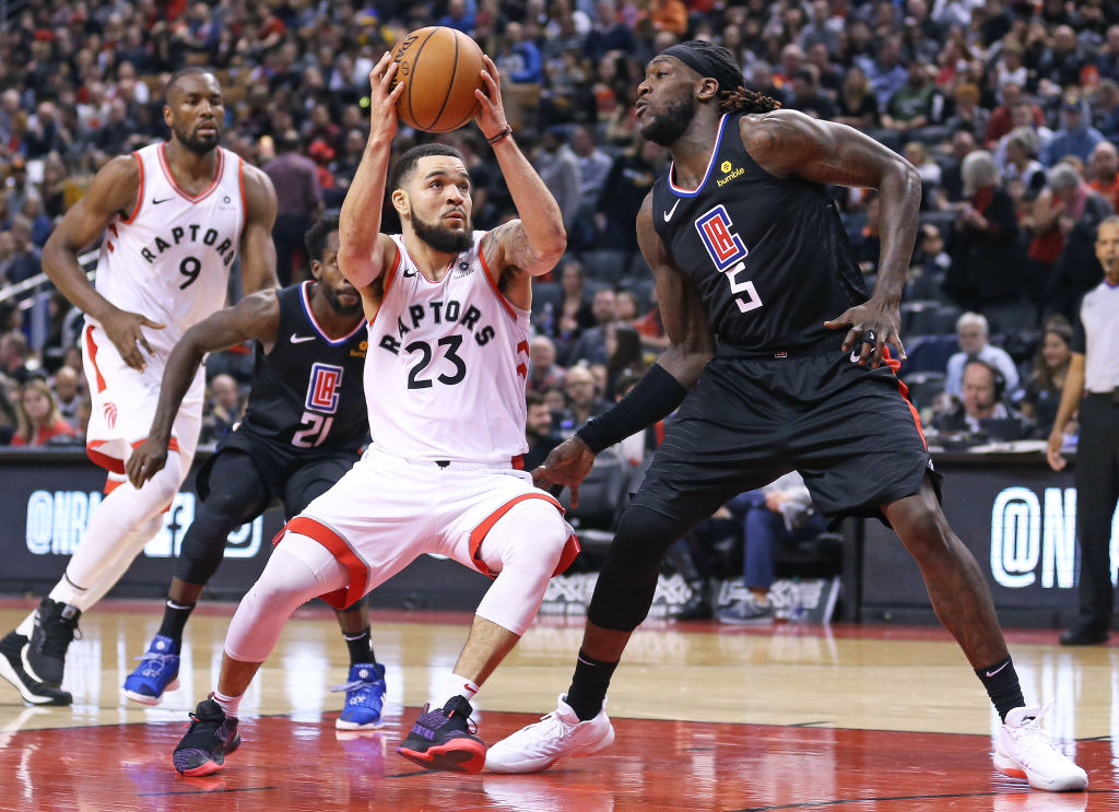 Fred VanVleet of the Toronto Raptors, Montrezl Harrell of the Los Angeles Clippers