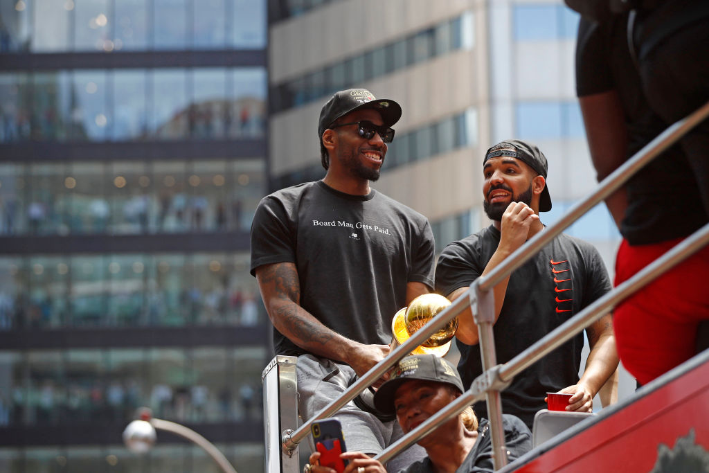 Drake, Kawhi Leonard of the Toronto Raptors