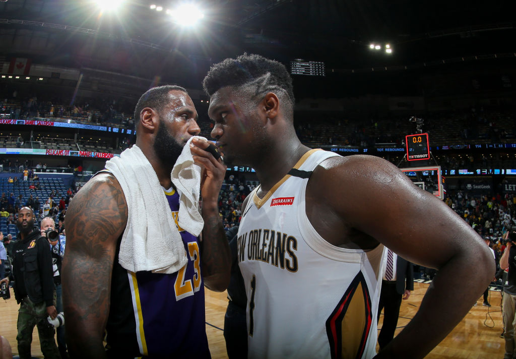 LeBron James of the Los Angeles Lakers, Zion Williamson of the New Orleans Pelicans