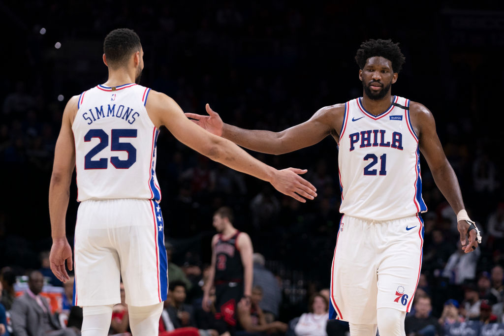Ben Simmons and Joel Embiid of the Philadelphia 76ers