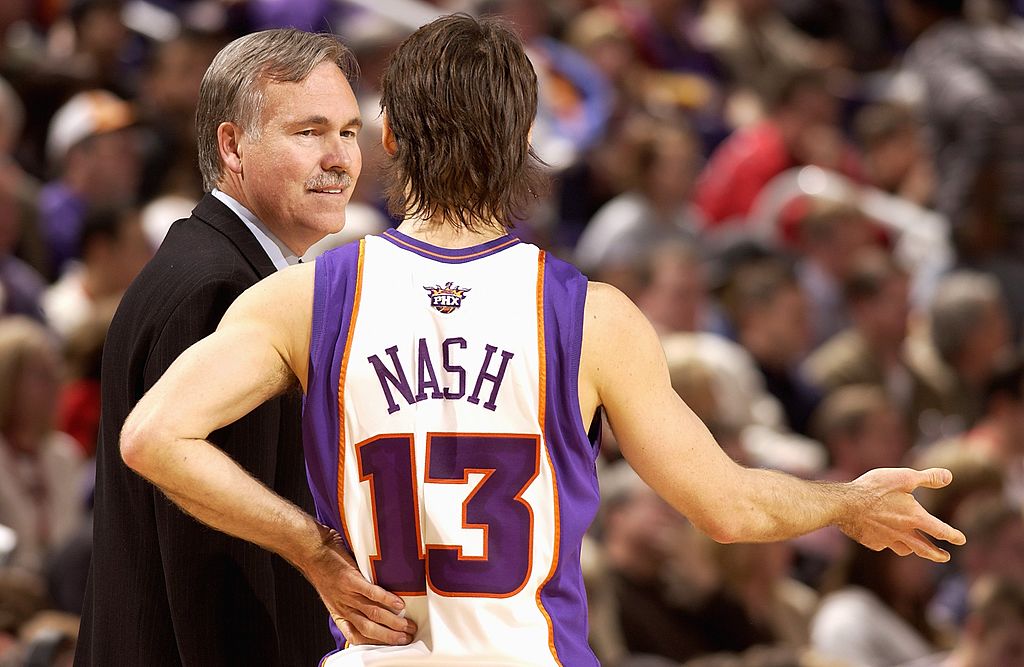 Steve Nash and Mike D'Antoni of the Phoenix Suns