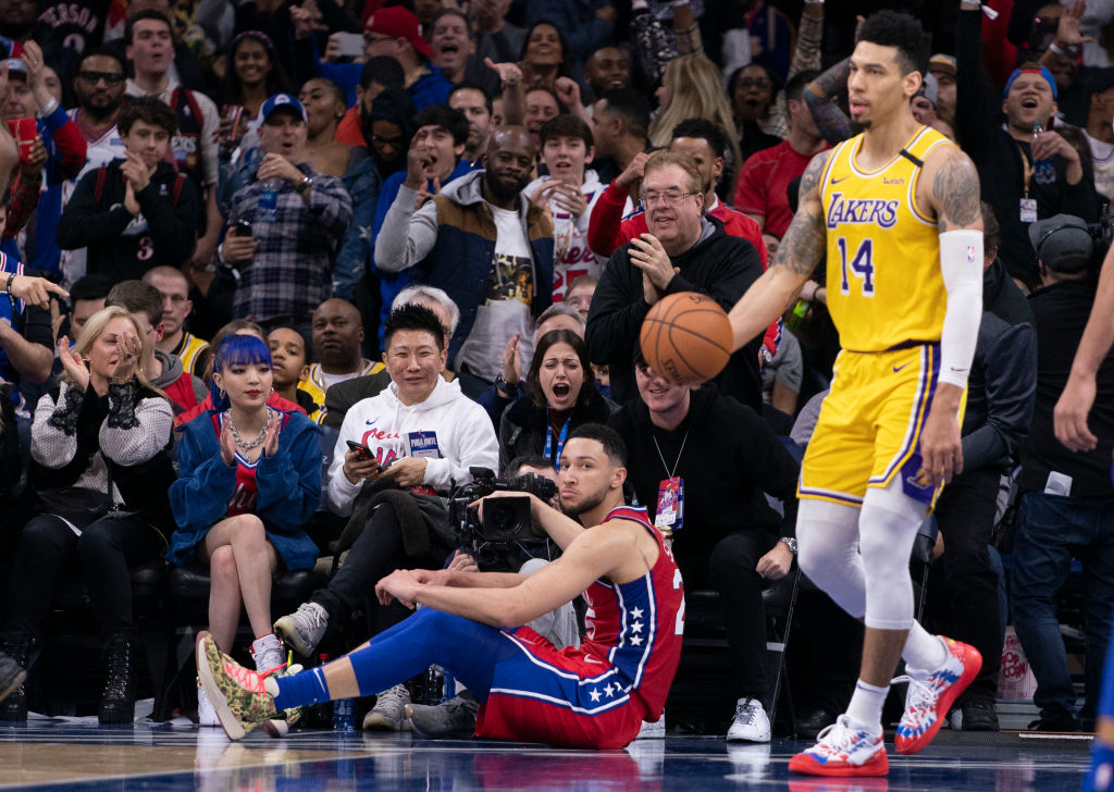 Danny Green and Ben Simmons of the Philadelphia 76ers
