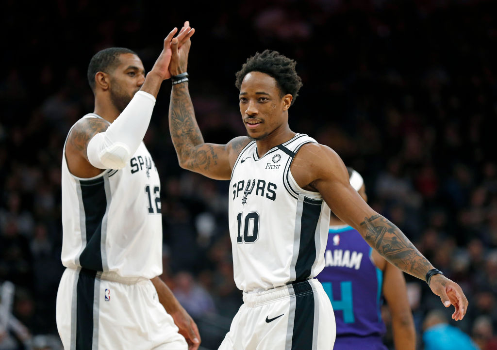 DeMar DeRozan and LaMarcus Aldridge of the San Antonio Spurs