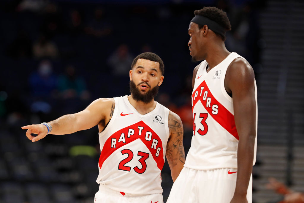 Fred VanVleet and Pascal Siakam of the Toronto Raptors