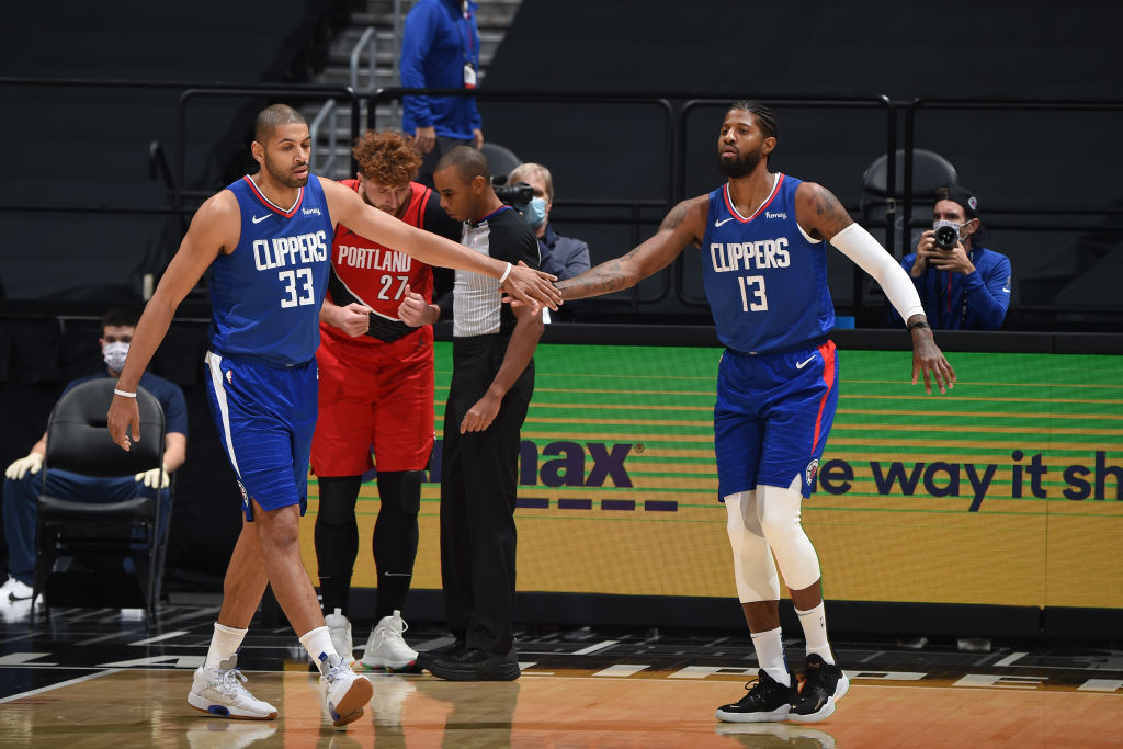 Nicolas Batum and Paul George of the LA Clippers