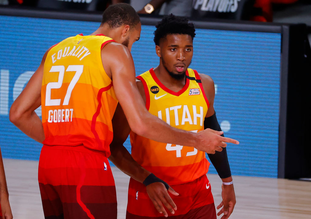 Donovan Mitchell and Rudy Gobert of the Utah Jazz