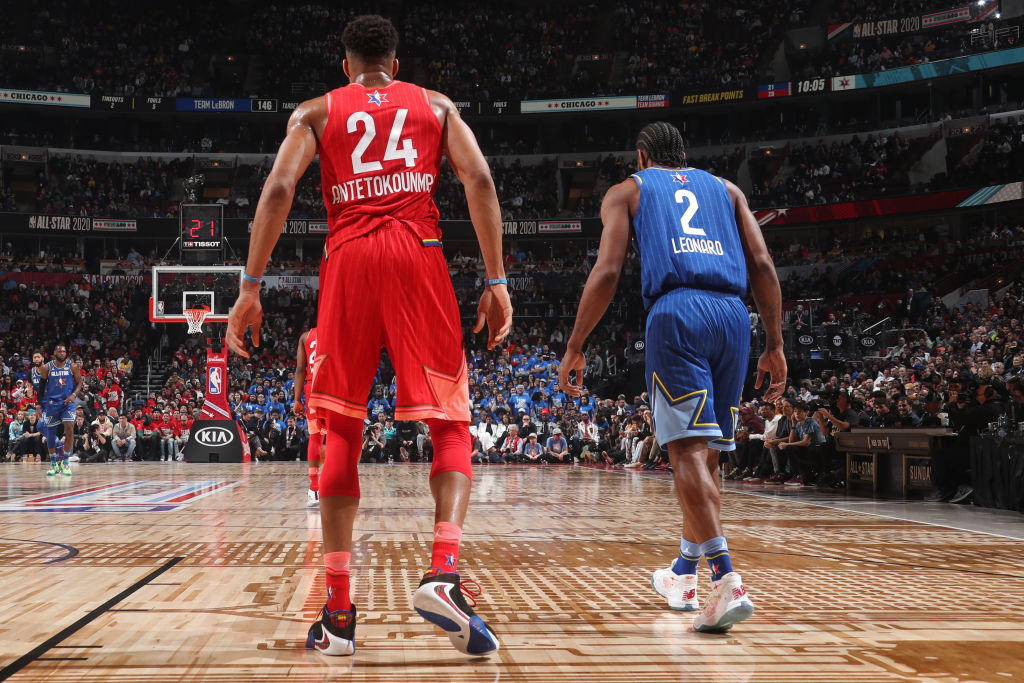 Giannis Antetokounmpo and Jrue Holiday of the Milwaukee Bucks