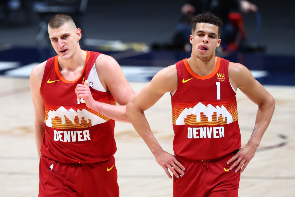 Nikola Jokic and Michael Porter Jr. of the Denver Nuggets