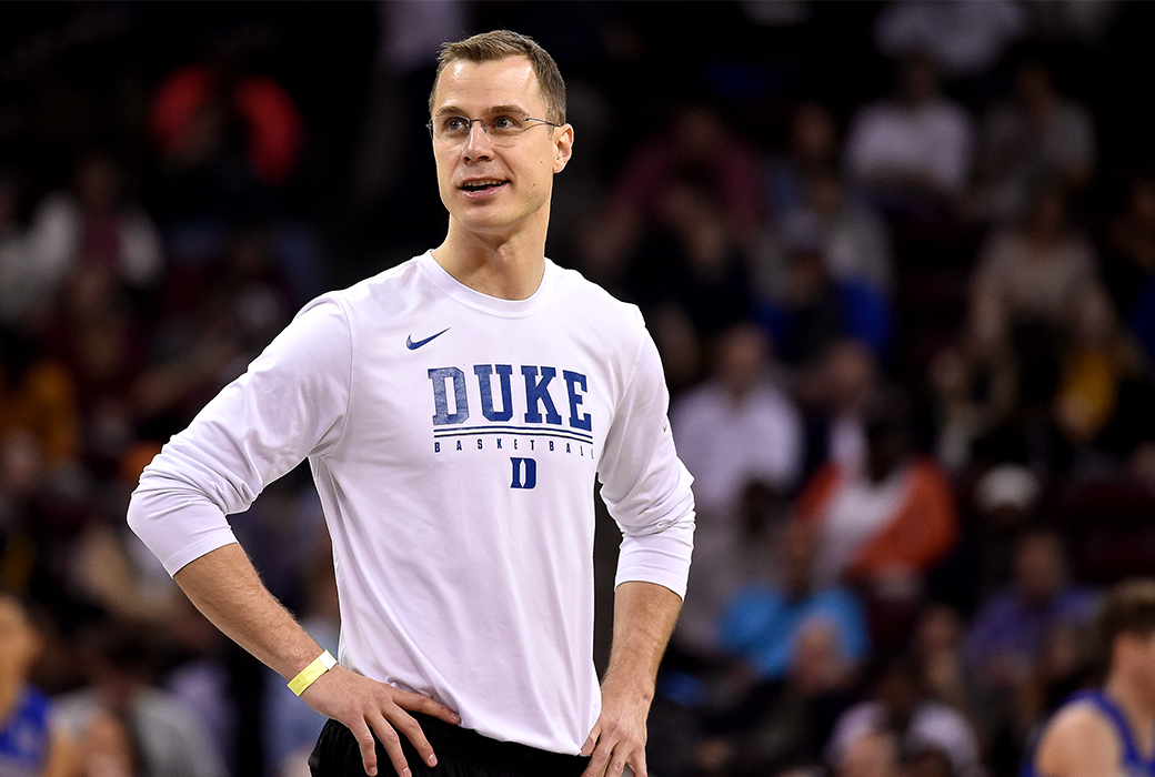 head coach Jon Scheyer of the Duke Blue Devils
