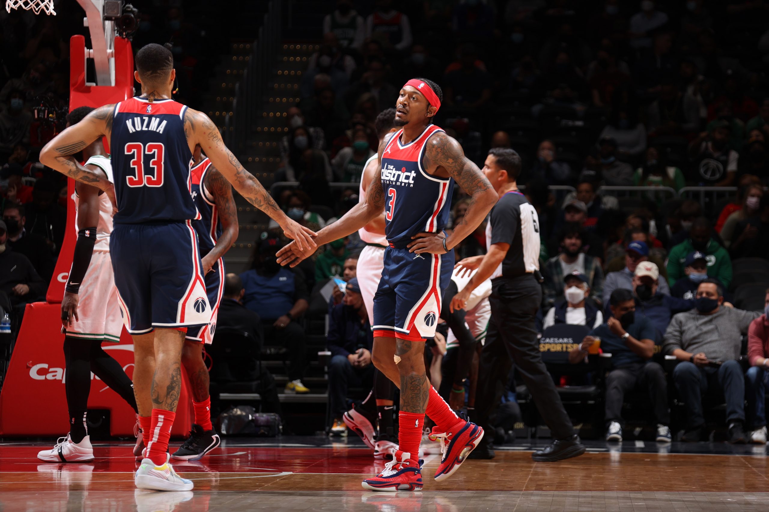 Bradley Beal and Kyle Kuzma of the Washington Wizards